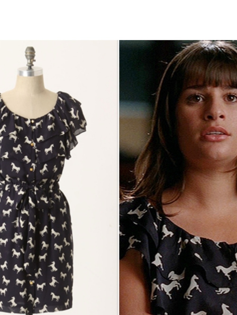 leifsdottir Navy Mini Dress with White horse Print
